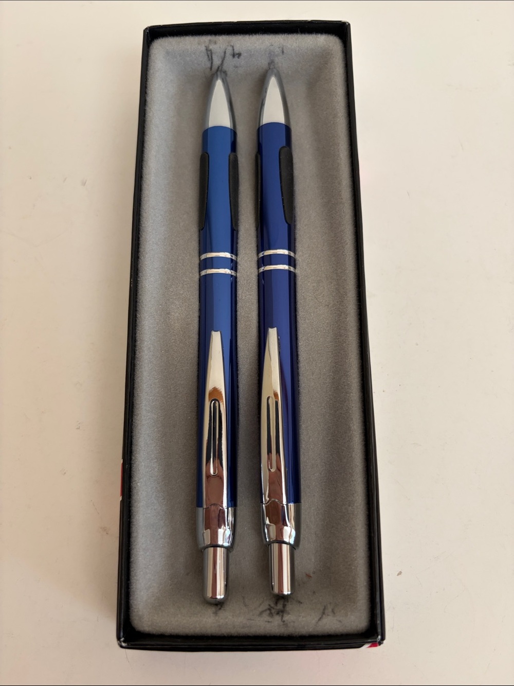 Blue Metallic Ballpoint Pen & Pencil Set